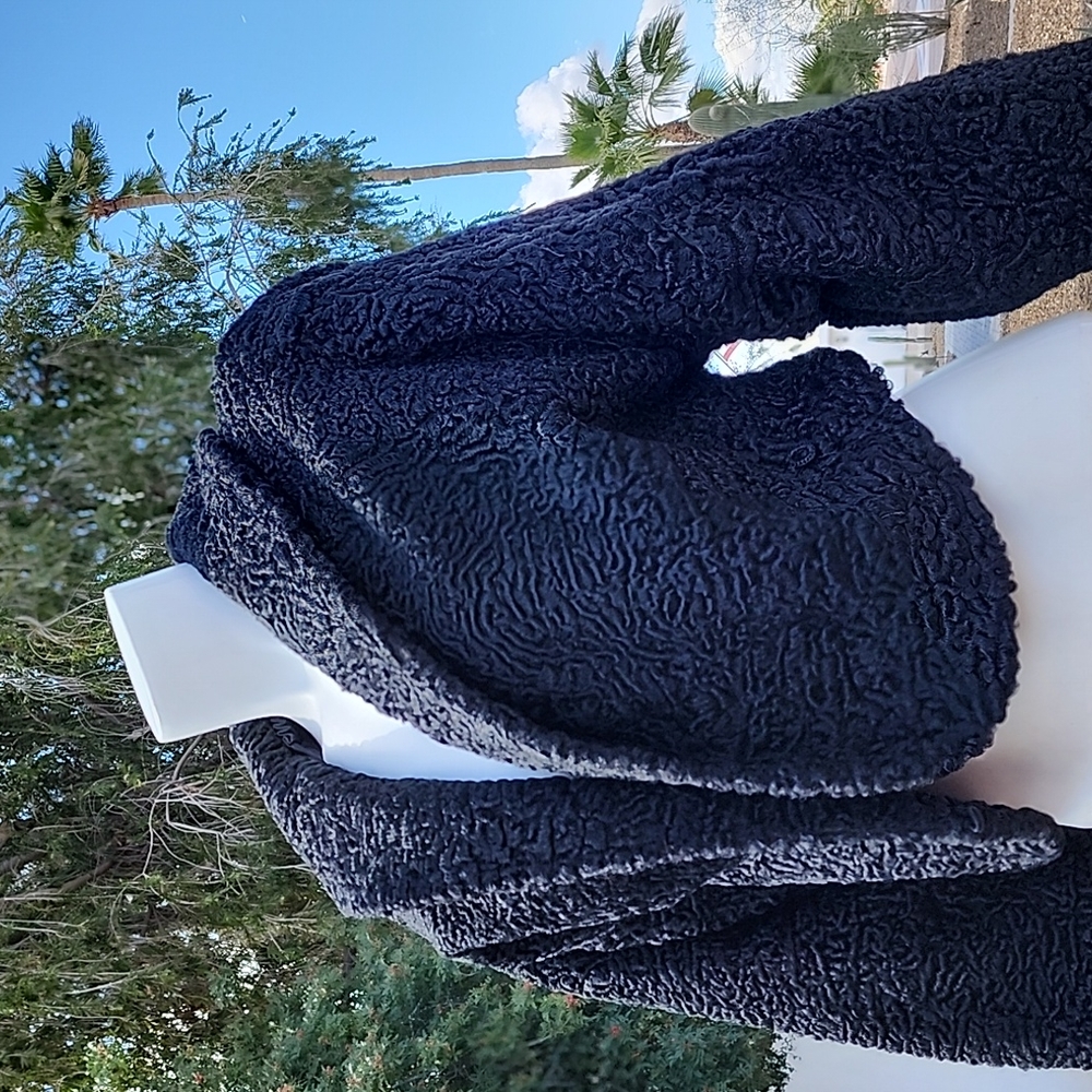 VTG BECKMAN FURS Persian Lamb Curly Wool Fur Coat S Croppd Hollywood Glam Jacket - Picture 17 of 17